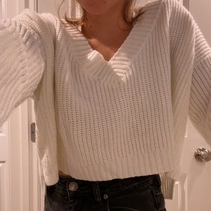 White cropped sweater